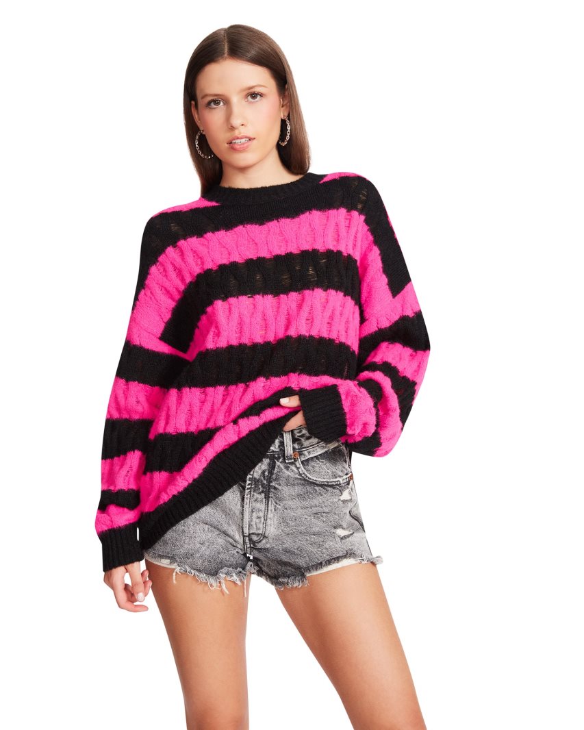 Pink / Black Steve Madden Karli Women's Sweaters | PH 7801SIB